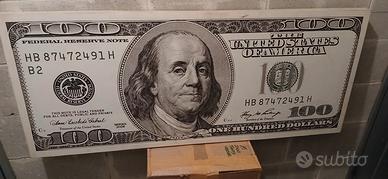 QUADRO CANVAS BIGLIETTO VERDE DA 100 DOLLARI USA 