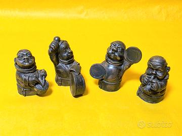 ✅ Set 4 Statuine Frati Musicisti in Peltro 999