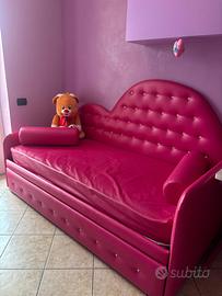 Letto singolo imbottito + letto estraibile