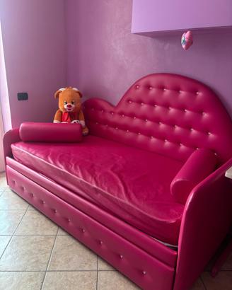 Letto singolo imbottito + letto estraibile