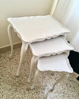 TRITTICO TAVOLINI BIANCHI STILE SHABBY