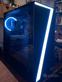 pc fisso da "gaming" con monitor viewsonic e cavi