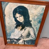 Quadro olio su tela ritratto di donna