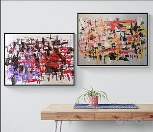 Quadri astratti dipinti unici coppia grandi modern