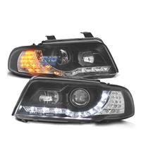 FARI AUDI A4 B5 99-01 LUCE DIURNA A LED FONDO NERO
