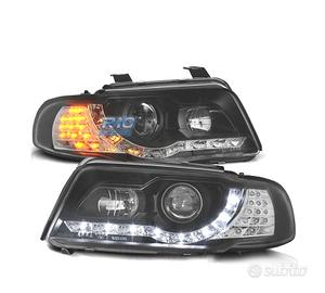 FARI AUDI A4 B5 99-01 LUCE DIURNA A LED FONDO NERO