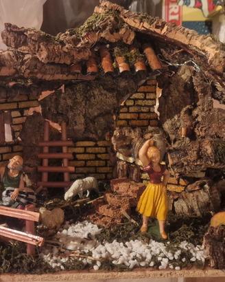 paesaggio presepe con luci