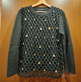 Maglione in maglia con un design traforato e botto