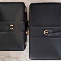Valigie pelle nera 2 misure vintage