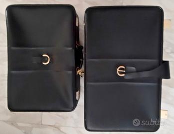 Valigie pelle nera 2 misure vintage