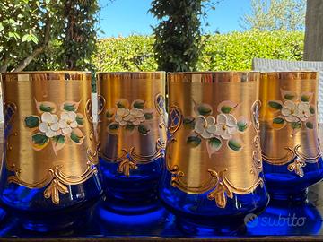 Set di 6 bicchieri vetro di Murano con bottiglia