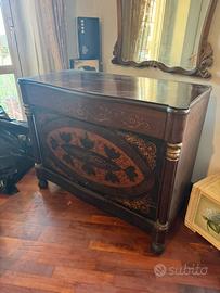 lo: Antico Cassettone Impero intarsiato metà '800