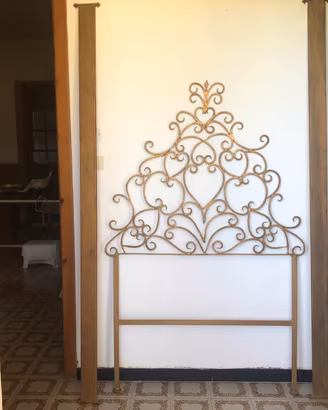 Letto in Ferro Battuto-Foglia Oro