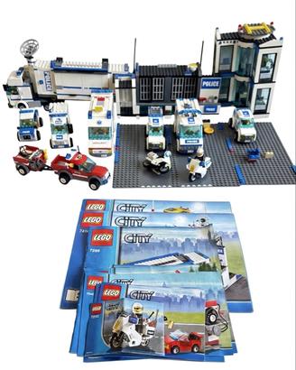 Lotto LEGO City Caserma Polizia 7498 e Mezzi Vari