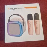 Set Karaoke – 2 Microfoni + Speaker con luci LED (