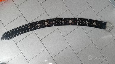 cintura artigianale nera con borchie 100x7,5