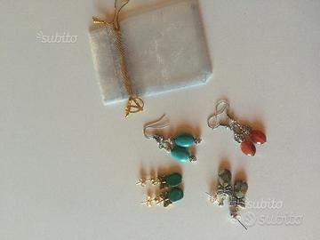 Gruppo 4 paia orecchini in pietra dura