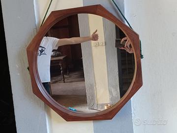 Specchio Ottagonale Legno 53cm
