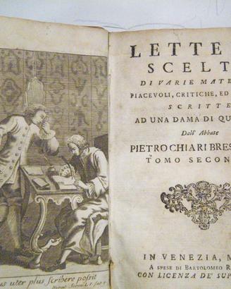 Libro anno 1751 Chiari Pietro LETTERE SCELTE