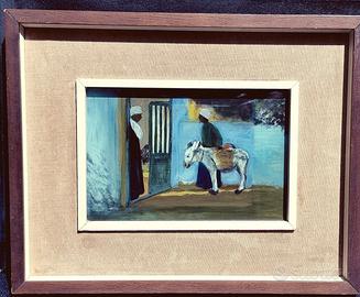 Raro dipinto antico arabo -"Ritorno dalla Medina"