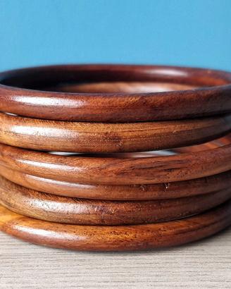 6 Braccialetti in legno a cerchio