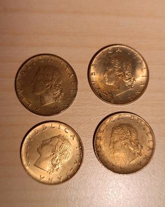 4 monete 20 lire 1975 1979 1985 1986