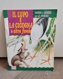 Il Lupo e la Cicogna Libro bambini Vintage