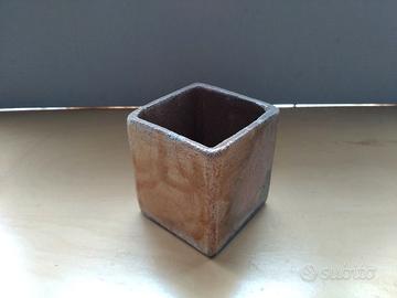 Portacandela in ceramica raku raro marrone