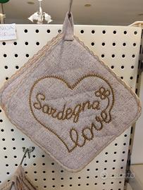 PRESINA ECRÙ RICAMO SCRITTA SARDEGNA ARTIGIANATO