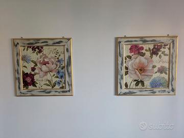Coppia Quadri Floreali Shabby Chic / Vintage - 67x