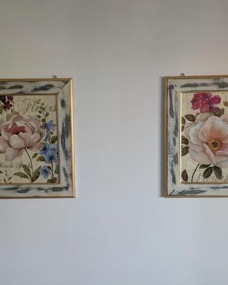 Coppia Quadri Floreali Shabby Chic / Vintage - 67x
