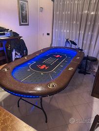 🎲 Tavolo da Poker Artigianale Luxury - LED RGB ✨
