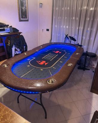 🎲 Tavolo da Poker Artigianale Luxury - LED RGB ✨