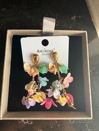 Orecchini Amorino design con fiori multicolor