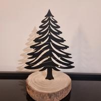 Alberello di Natale in acciaio base in legno + led