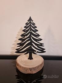 Alberello di Natale in acciaio base in legno + led