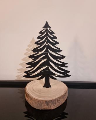 Alberello di Natale in acciaio base in legno + led