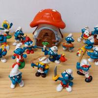 Lotto di 22 Puffi con casetta a fungo anni 80