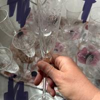 Set brocca e 18 bicchieri vetro soffiato IVV NUOVI