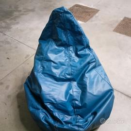 Pouf in pelle blu