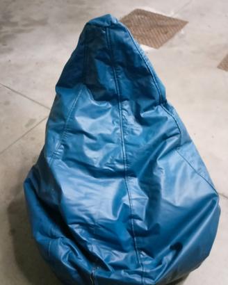 Pouf in pelle blu