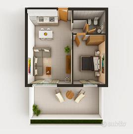 Luminoso bilocale con balcone