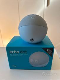 Echo Dot 5 Con Orologio Azzurro