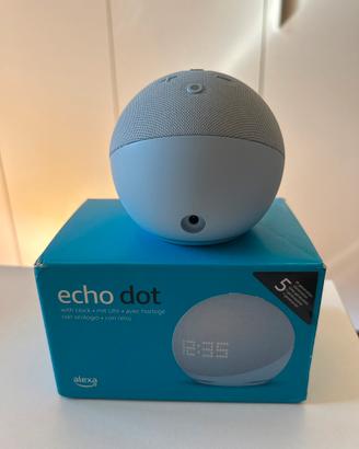 Echo Dot 5 Con Orologio Azzurro