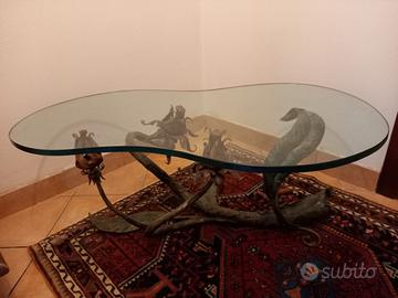 tavolino ferro battuto fatto a mano 