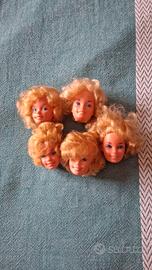 Lotto 5 testine vintage Barbie PrettyLott Changes