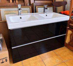 Mobile bagno doppio lavabo 103 cm nero lucido