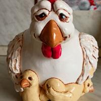 Statuetta vintage Vicki Thomas Chioccia e Pulcini