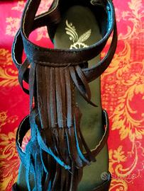 Scarpe Donna Frau 38 Sandali Superflex con Frangia