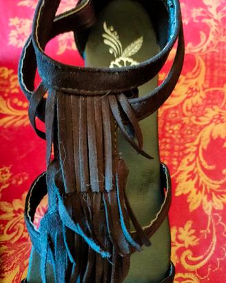 Scarpe Donna Frau 38 Sandali Superflex con Frangia